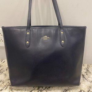 NAVY BLUE COACH ZIP TOP PURSE/TOTE